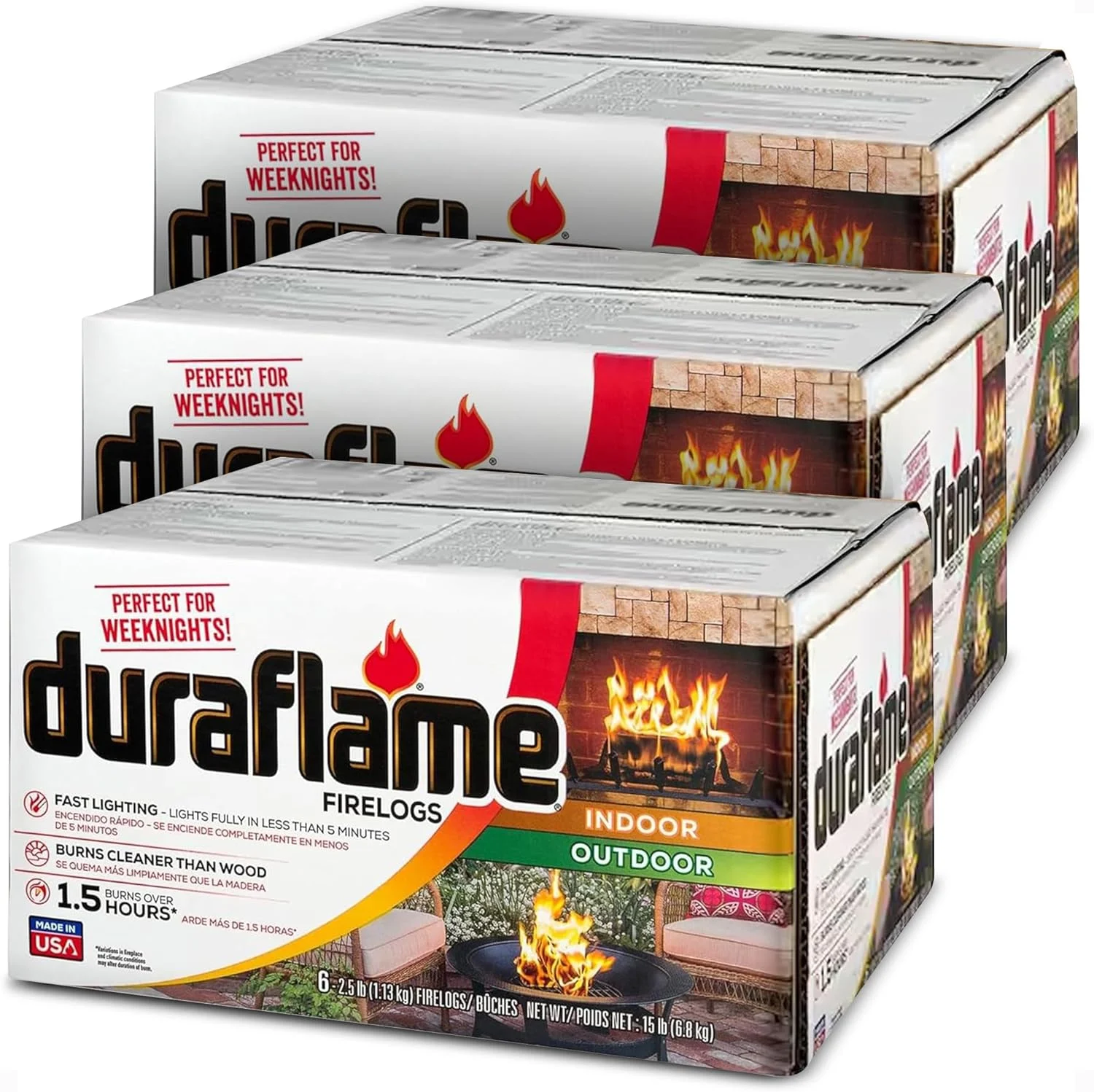 Duraflame 18-Pack Firelogs, Wood Alternative for Indoor or Outdoor Fireplace, 2.5 lb Each – Fast Lighting, Burns Over 1.5 Hours, Log for Open-Hearth Fireplaces, Bonfires, Fire Pits and Campfires