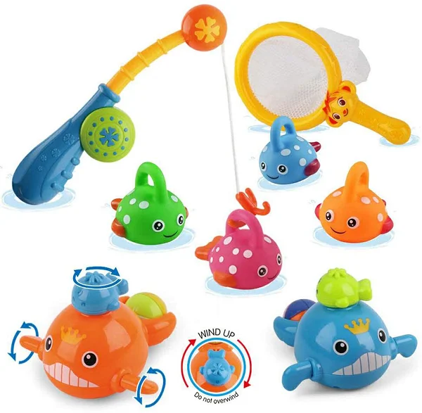 Dwi Dowellin Bath Toys Mold Free Fishing Games Swimming Whales BPA Free Water