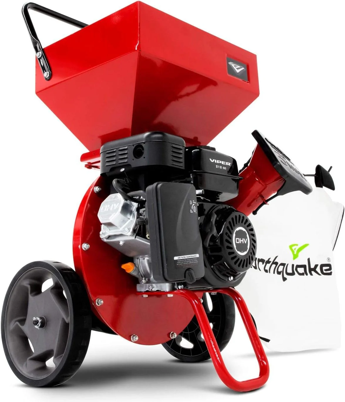 Earthquake 33968 K32 Chipper Shredder, Heavy Duty 212cc 4 Cycle Viper Engine, Chip Branches up to 3” in Diameter, 20:1 Reduction