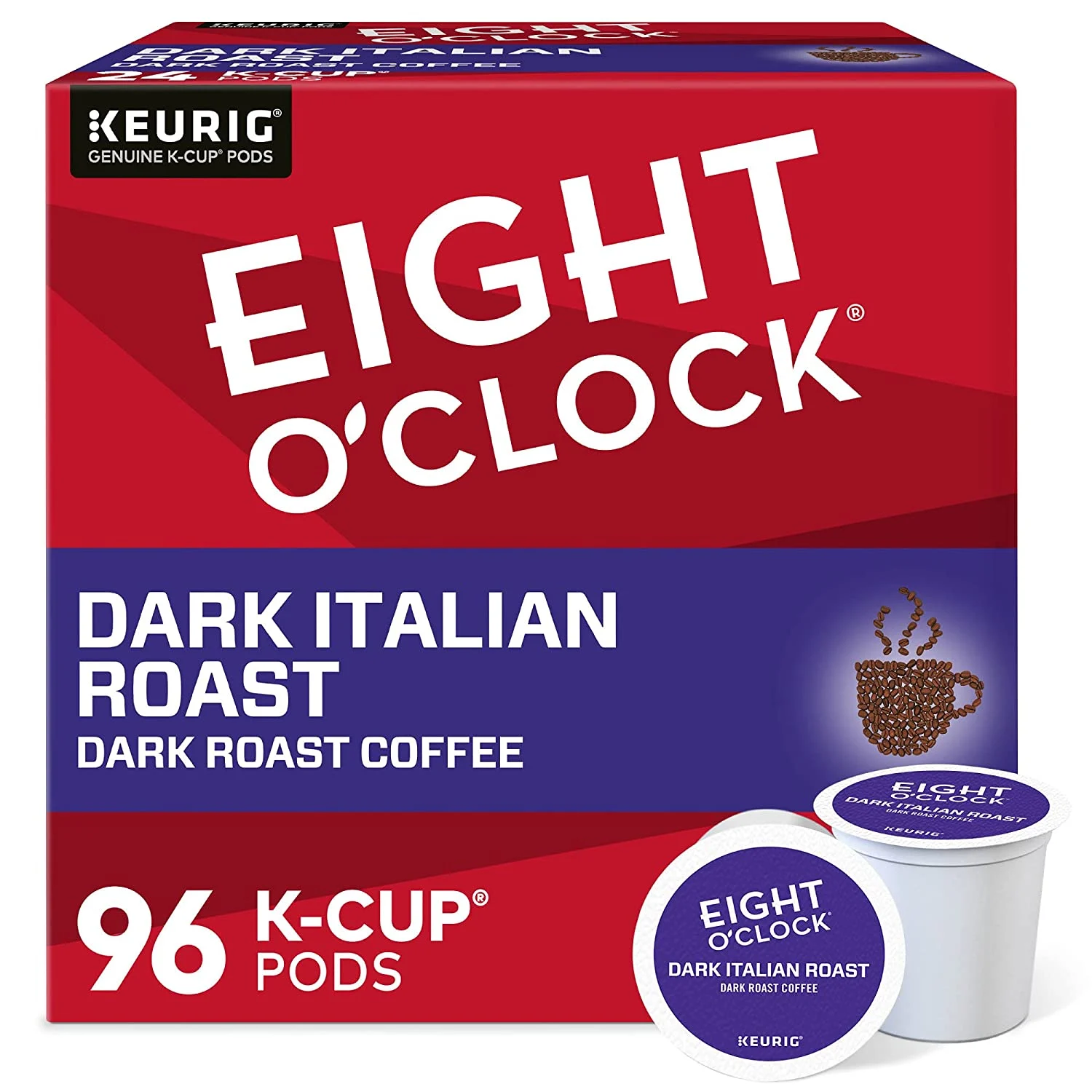 Eight O’Clock Coffee Dark Italian Roast Single-Serve Keurig K-Cup Pods Medium Roast Coffee Pods 96 Count