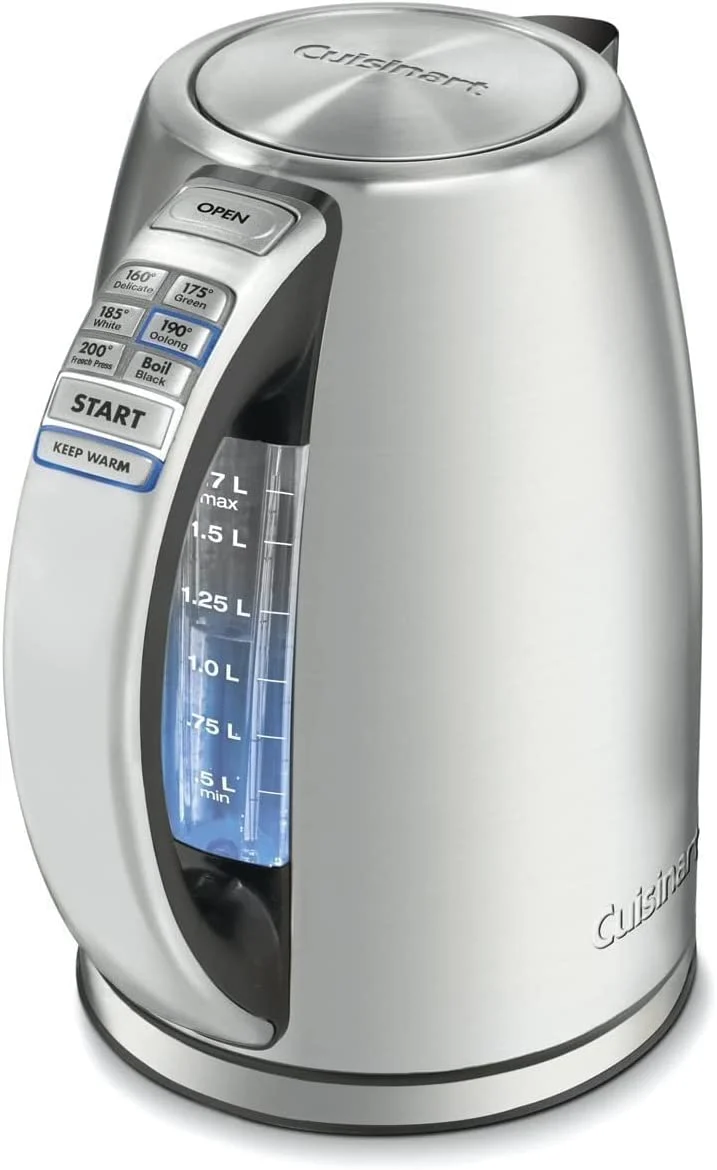 Electric Kettle by Cuisinart, 1.7-Liter Capacity, Cordless 1500-Watts for Fast Heat Up, Stay Cool Non-Slip Handle, Stainless Steel, CPK-17P1