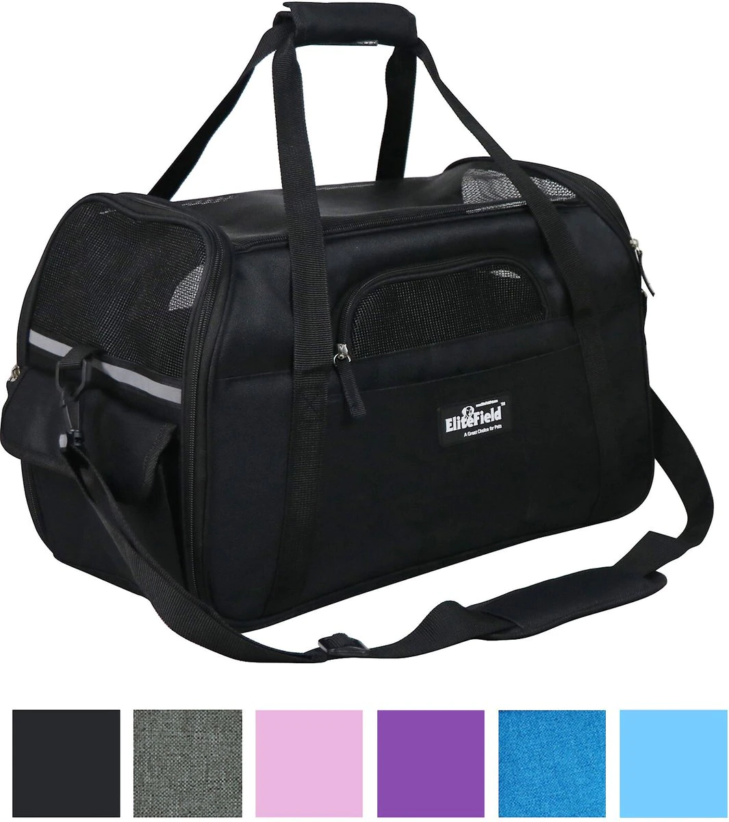 EliteField Soft-Sided Airline-Approved Pet Carrier Bag, Black