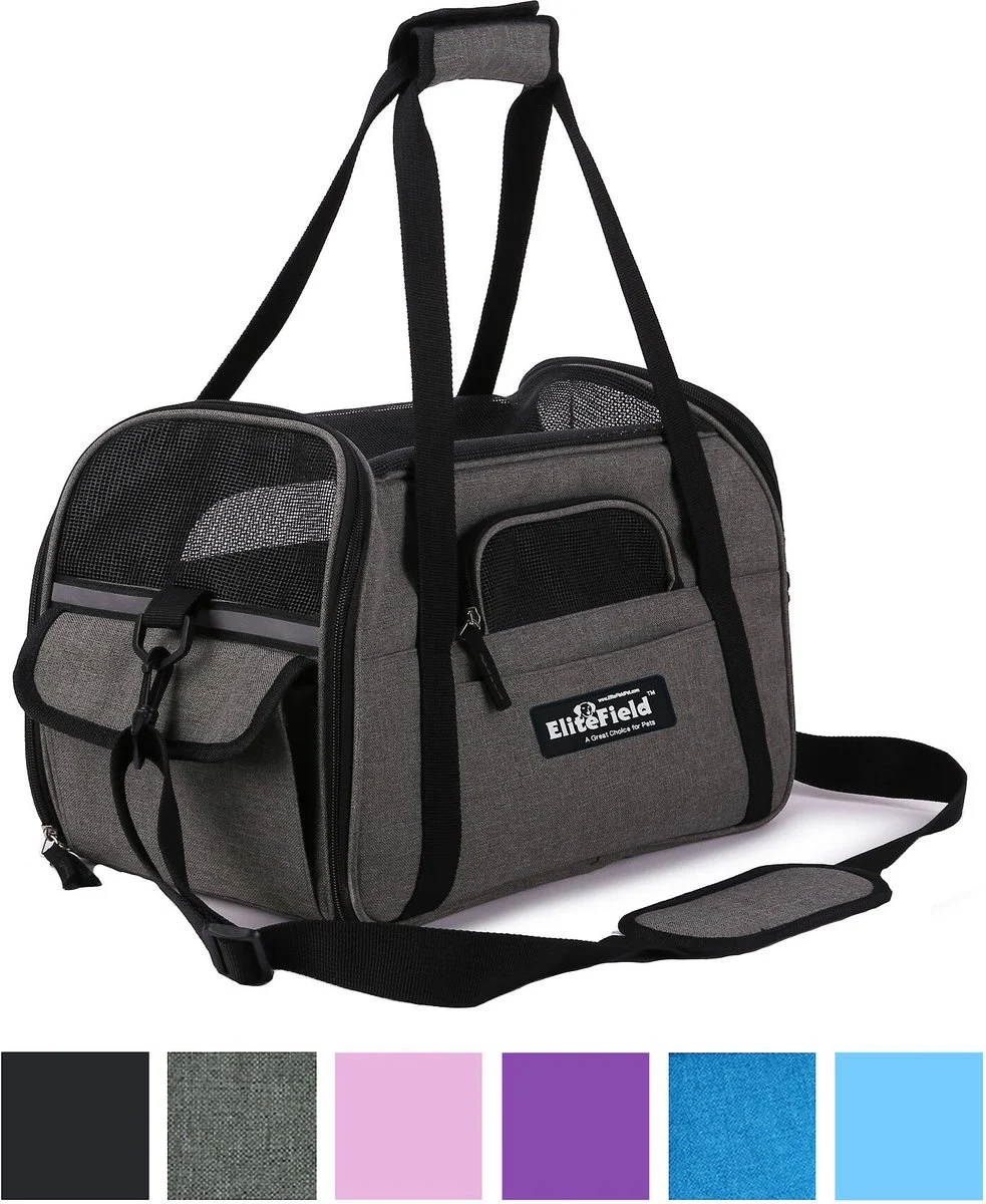 EliteField Soft-Sided Airline-Approved Pet Carrier Bag, Charcoal Gray