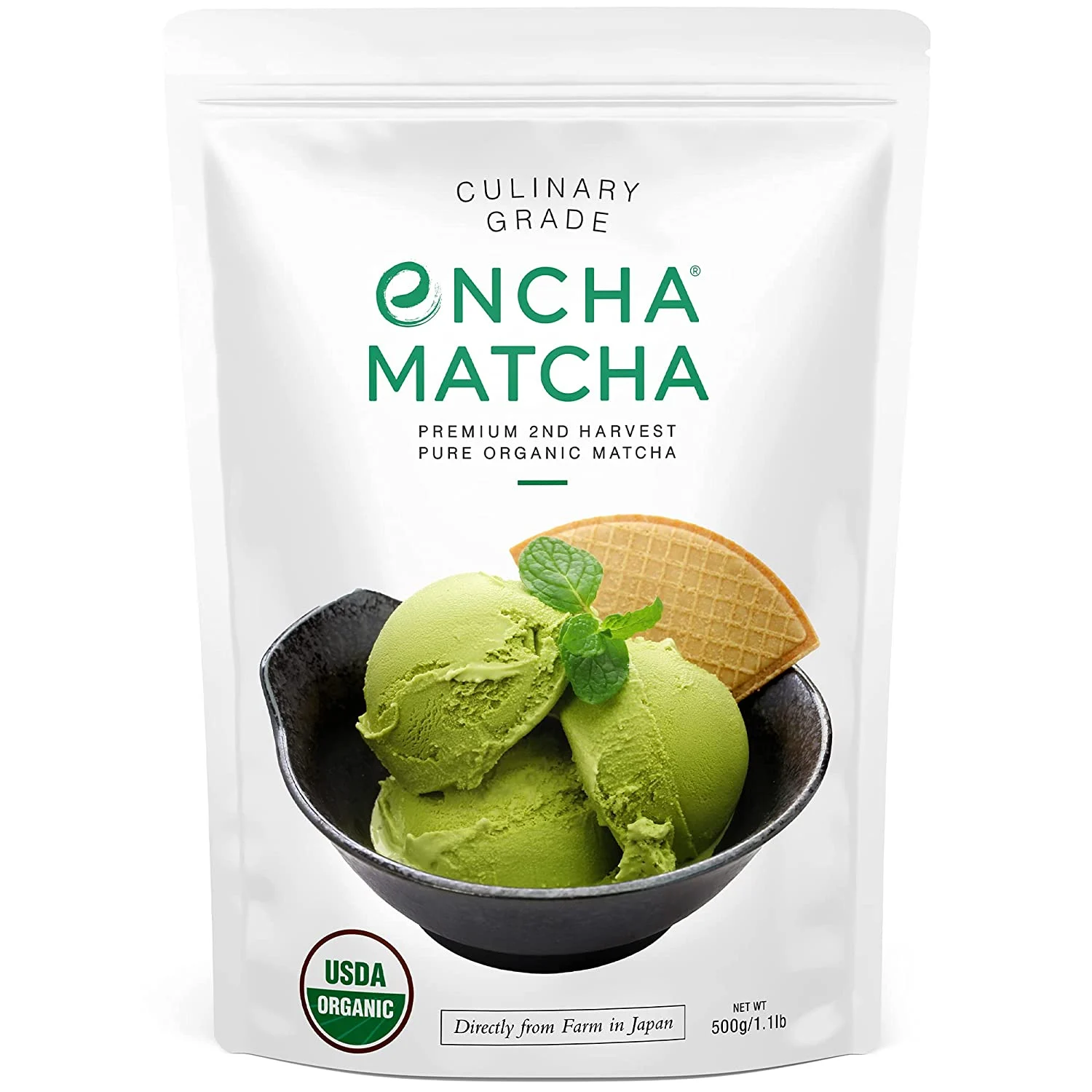 Encha Ceremonial and Culinary Grade Matcha Green Tea – First Harvest Organic Japanese Matcha Green Tea Powder, From Uji, Japan (Organic Culinary, 1 Pound (Pack of 1))