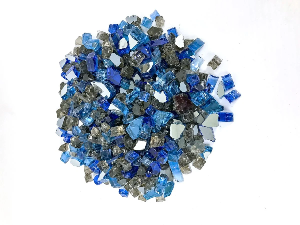 Enhance A Fire 0.50" 5 Lb. Ballad Blues Reflective Premium Mixed Fire Glass for Gas Fireplace, Electric Fireplace and Outdoor Gas Firepit
