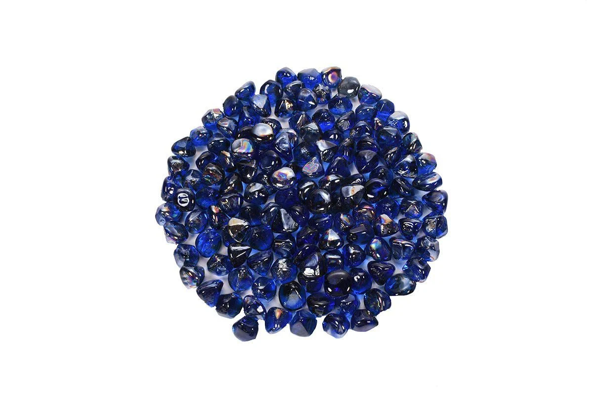 Enhance A Fire 1" 5 Lb. Sapphire Large Iridescent Diamond Fire Glass for Gas Fireplace, Electric Fireplace and Outdoor Gas Firepit