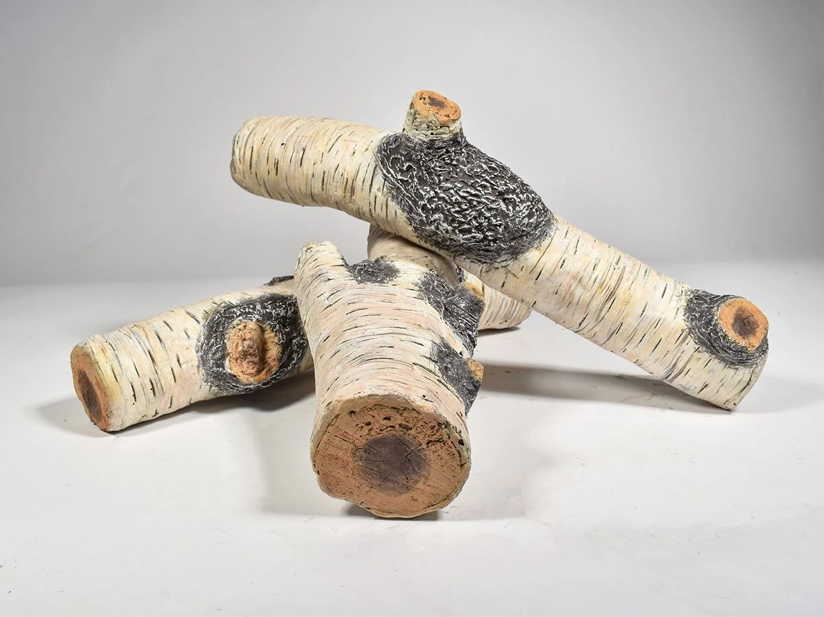 Enhance A Fire 13-14" 3-Piece Canoe Birch Burncrete Branches for Gas Fireplace, Electric Fireplace and Outdoor Gas Firepit
