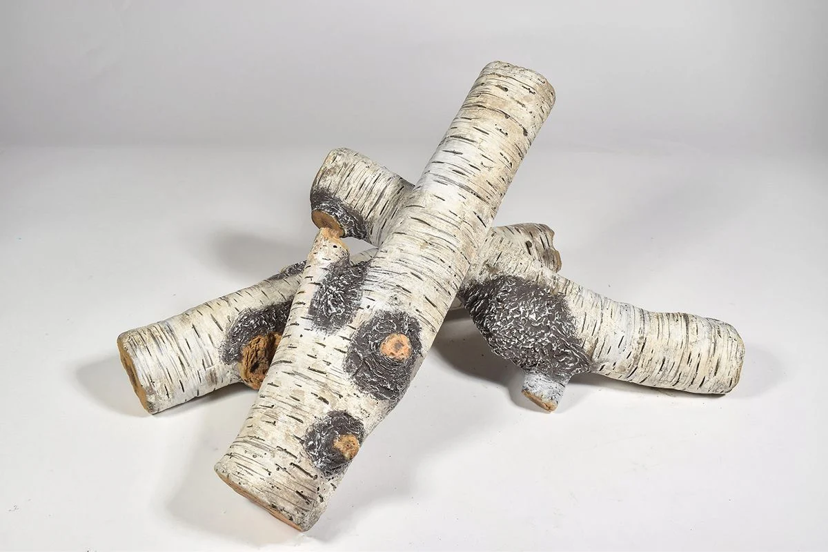 Enhance A Fire 13-14" 3-Piece Silver Birch Burncrete Branches for Gas Fireplace, Electric Fireplace and Outdoor Gas Firepit