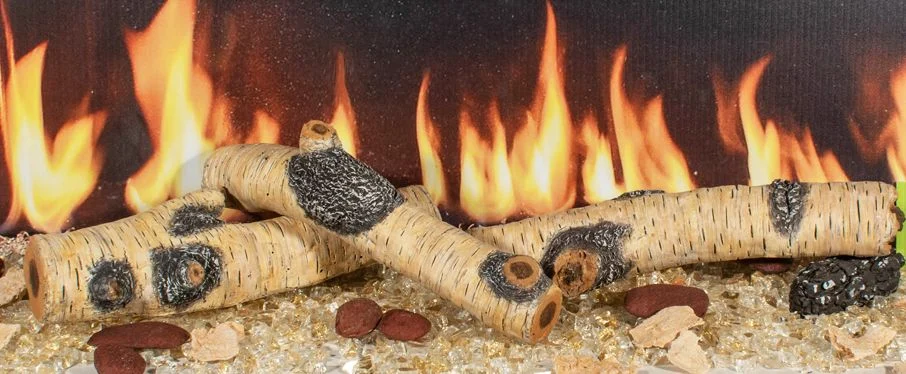 Enhance A Fire 13-14" 3-Piece Yellow Birch Burncrete Branches for Gas Fireplace, Electric Fireplace and Outdoor Gas Firepit