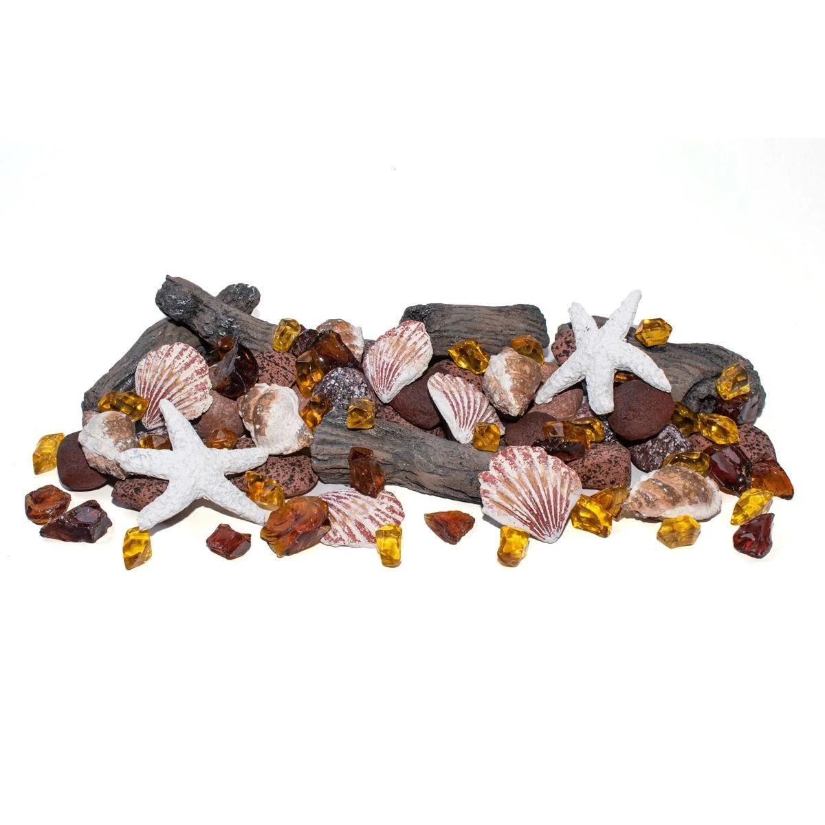 Enhance A Fire 1.78 Lb. Atlantis Luxury Decorative Mixed Media Set for Gas Fireplace, Log Set and Firepit