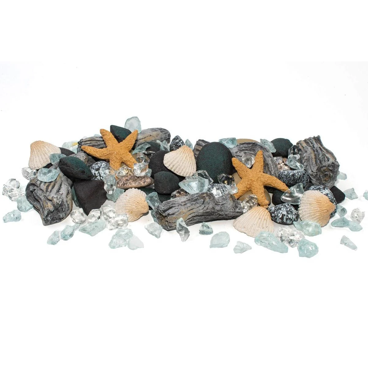 Enhance A Fire 1.78 Lb. Dolphin Luxury Decorative Mixed Media Set for Gas Fireplace, Log Set and Firepit