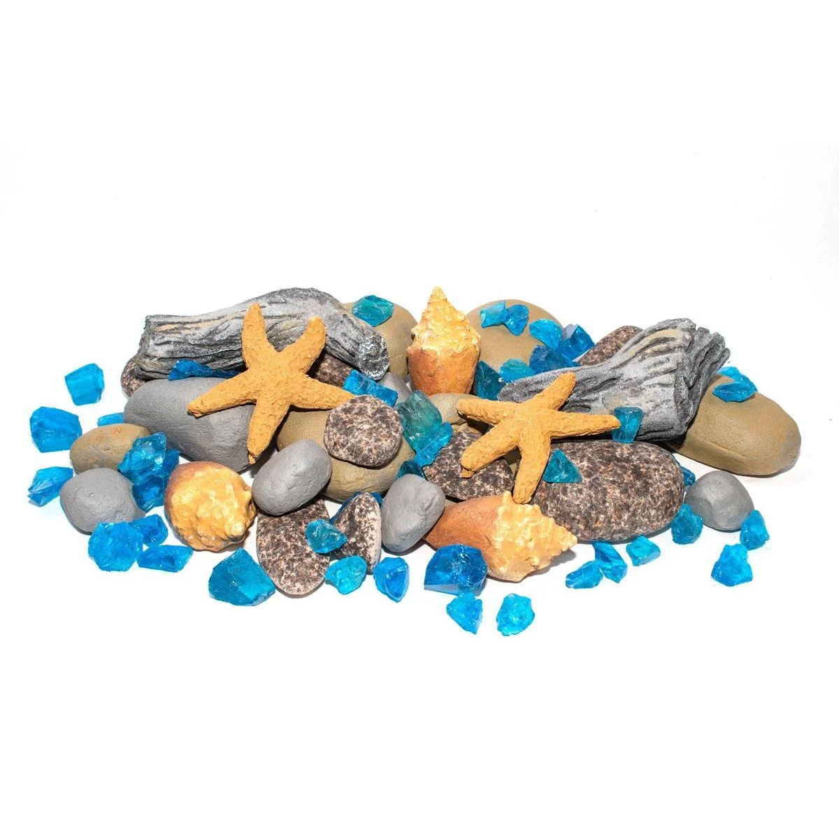 Enhance A Fire 1.78 Lb. Mermaid Luxury Decorative Mixed Media Set for Gas Fireplace, Log Set and Firepit