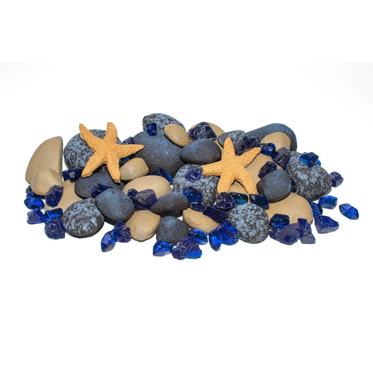 Enhance A Fire 1.78 Lb. Sapphire Lagoon Luxury Decorative Mixed Media Set for Gas Fireplace, Log Set and Firepit