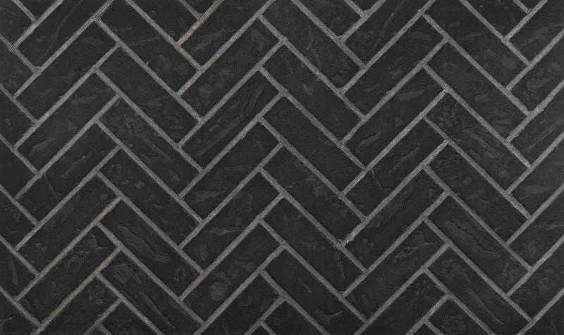 Enhance A Fire 36" x 22" 2-Piece Black Tie Clinker Herringbone Horizontal Premium Fiber Brick Panels for Gas Fireplaces and Gas Log Conversions
