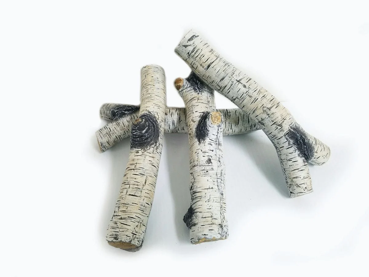 Enhance A Fire 9-11" 3-Piece Canoe Birch Burncrete Twigs for Gas Fireplace, Electric Fireplace and Outdoor Gas Firepit