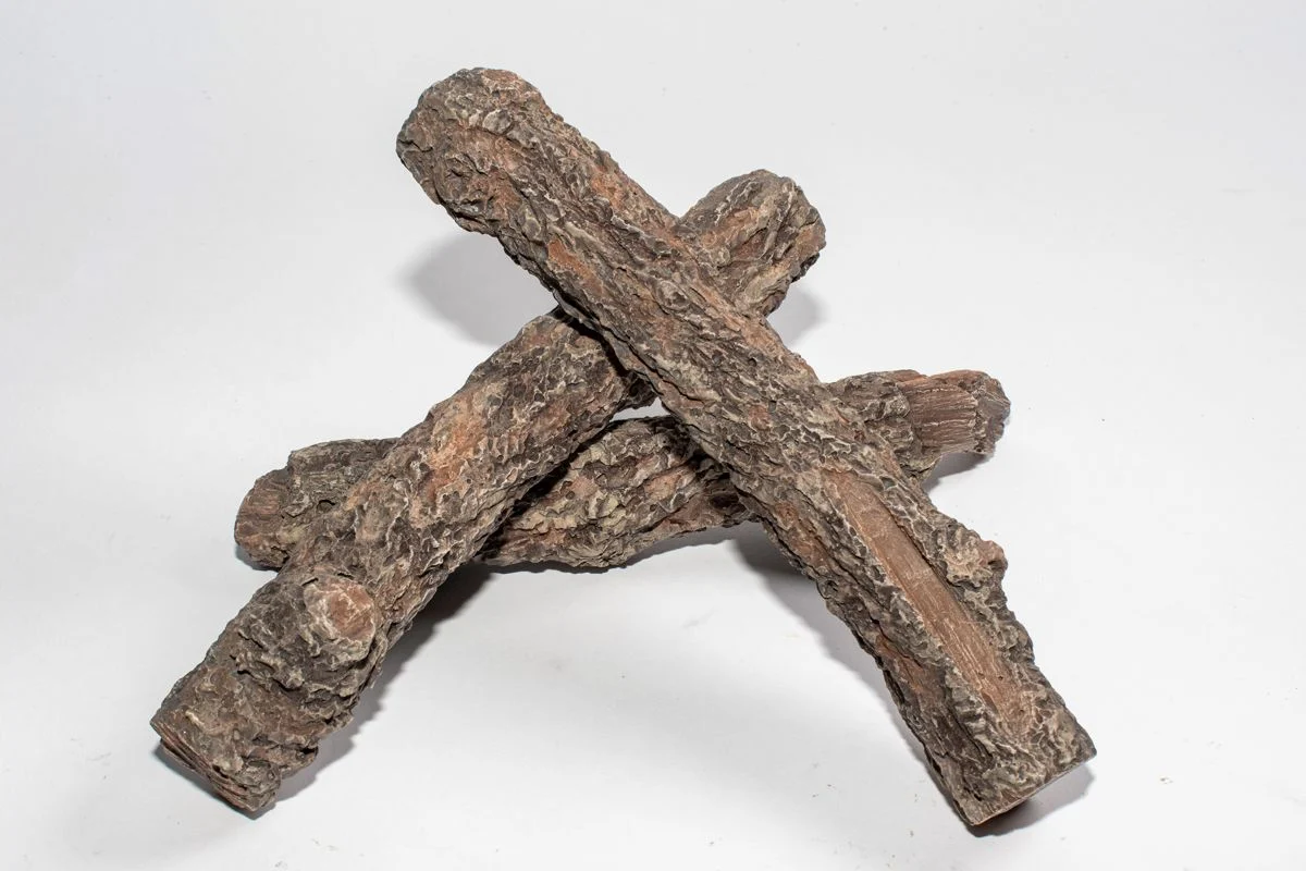Enhance A Fire 9-11" 3-Piece Central Park Bark Burncrete Twigs for Gas Fireplace, Electric Fireplace and Outdoor Gas Firepit