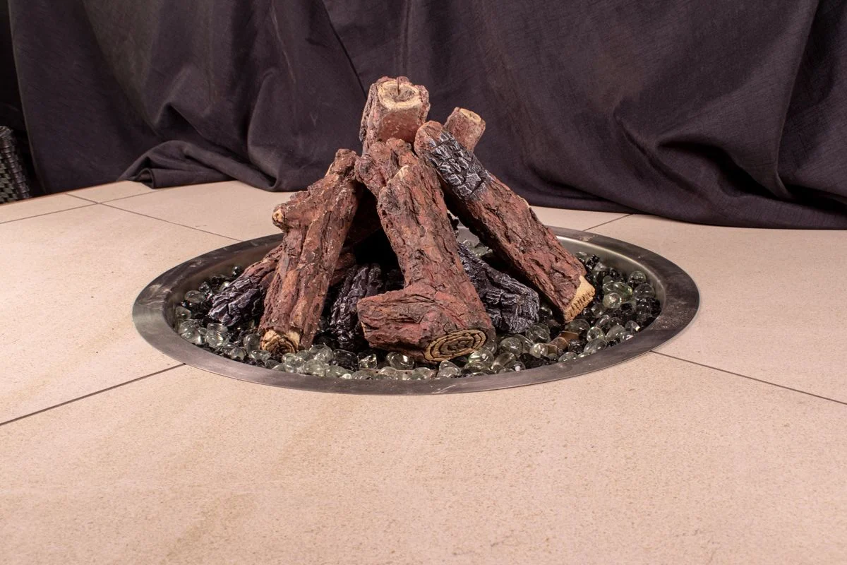 Enhance A Fire Designer Series 9" 10-Piece Brandy Wine Bark Burncrete Log Set for Gas Fire Pit
