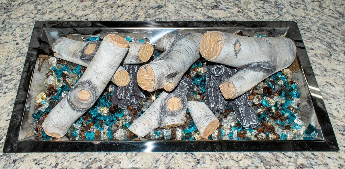 Enhance A Fire Designer Series 9" 10-Piece Canoe Birch Burncrete Log Set for Gas Fire Pit