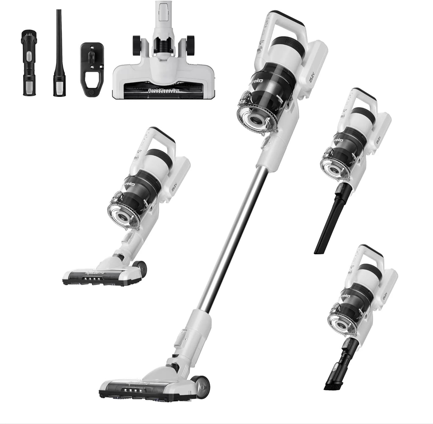 Eureka Cordless Vacuum Cleaner, Anti-Tangle Brushroll, Rechargeable Stick Vacuum, Lightweight for Carpet, Hard Floor, Pet Hair, White NEC280WH