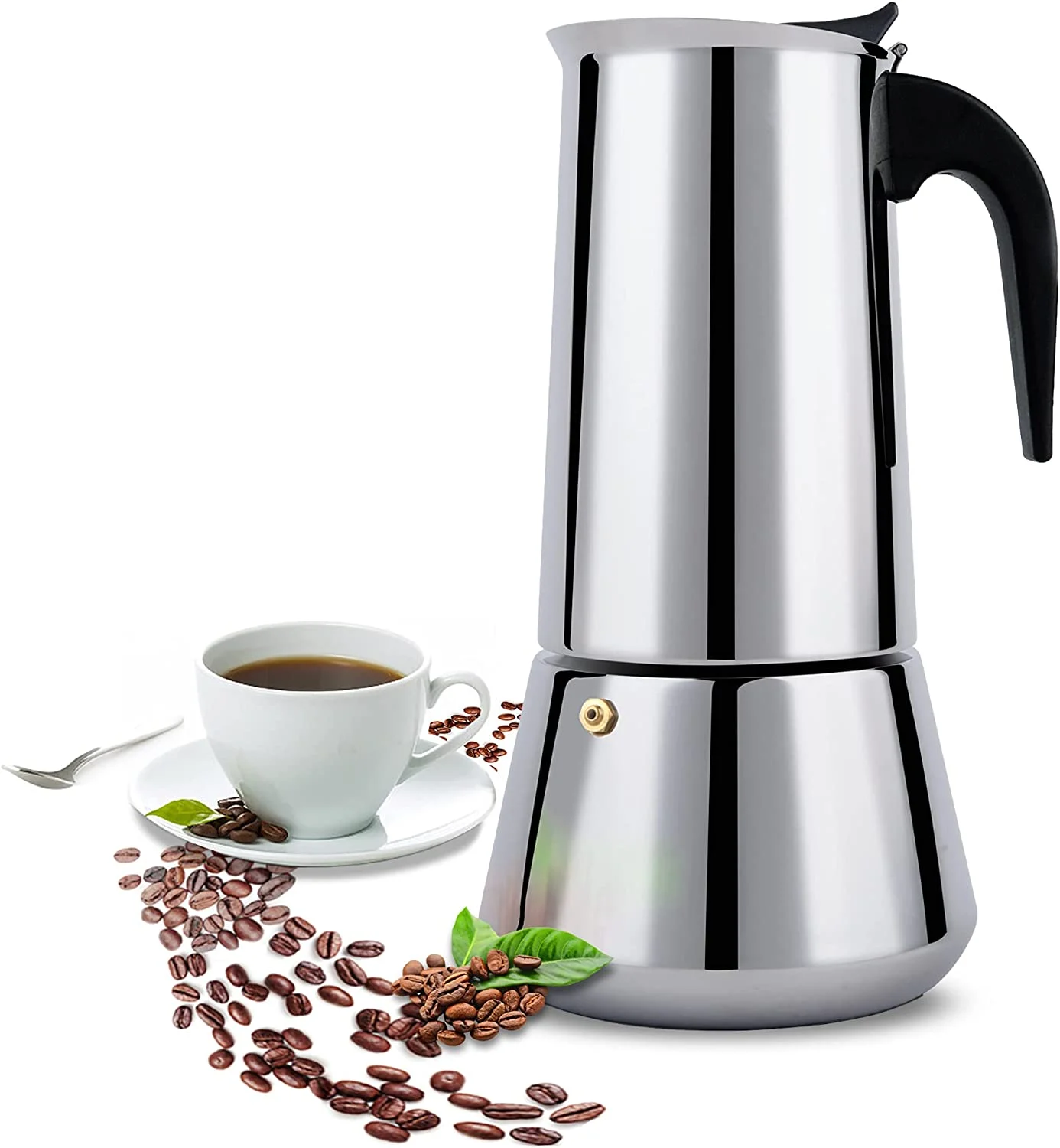 FCUS 12 CUP 600ML Stovetop Espresso Maker, Greca Coffee Maker Moka Pot, Stainless Steel Espresso Maker – Induction Compatible