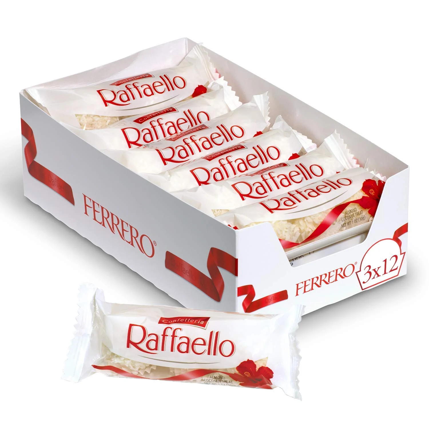 Ferrero Raffaello Almond Coconut Valentine’s Day Candy, Coconut Candy, 3 Count