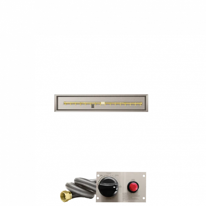 Firegear Pro Series 42" x 6" Linear Drop-In Pan Natural Gas Fire Pit T Burner System With Thermocouple Piloted Safety Ignition System