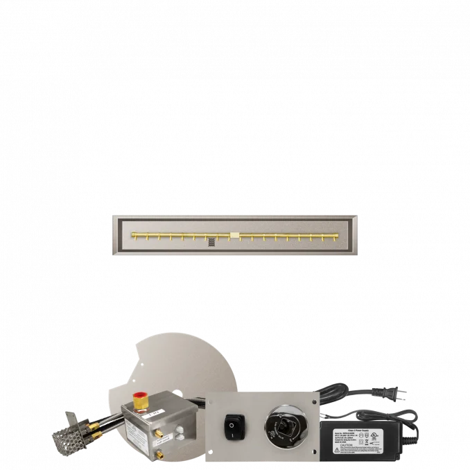 Firegear Pro Series 48" x 6" Linear Drop-In Pan Natural Gas Fire Pit T Burner System With All Weather Electronic Ignition System