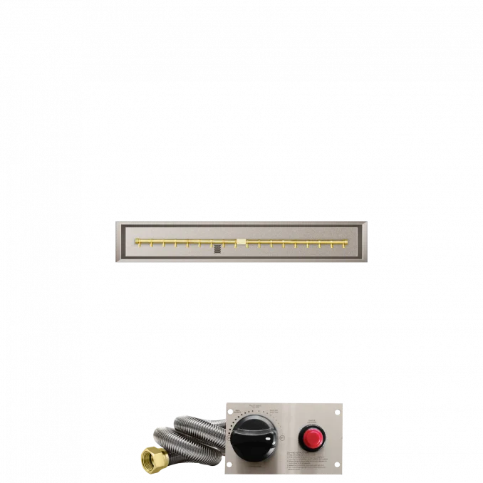 Firegear Pro Series 48" x 6" Linear Drop-In Pan Natural Gas Fire Pit T Burner System With Thermocouple Piloted Safety Ignition System
