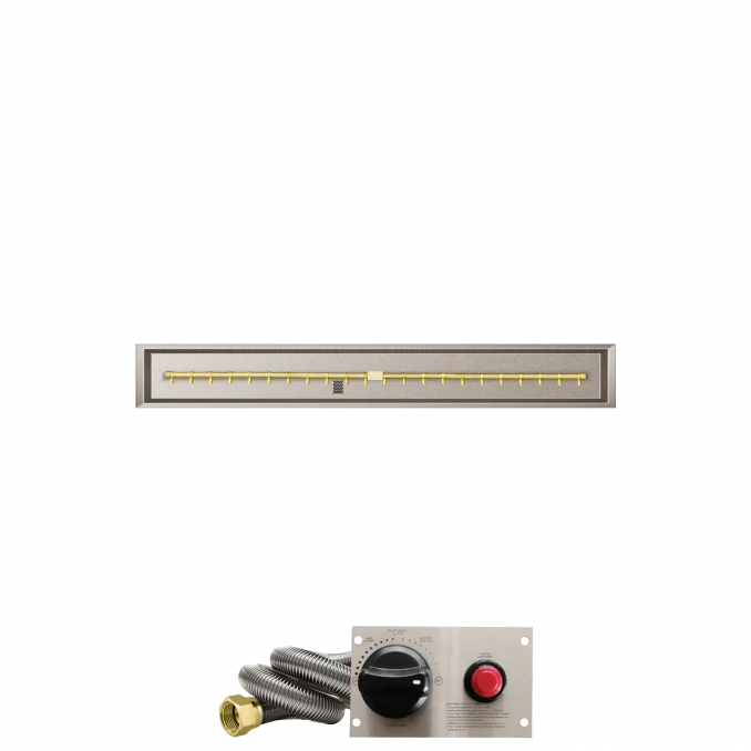 Firegear Pro Series 60" x 6" Linear Drop-In Pan Natural Gas Fire Pit T Burner System With Thermocouple Piloted Safety Ignition System