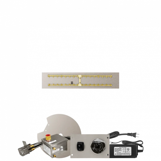 Firegear Pro Series Sanctuary 76 51" Linear Brass Natural Gas H Burner System With Stainless Steel Flat Pan and All Weather Electronic Ignition System