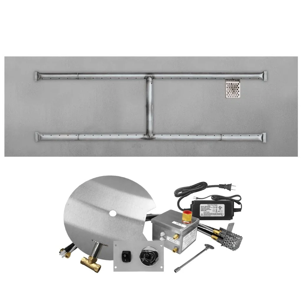 Firegear Sanctuary 1 33" Linear Stainless Steel Natural Gas Burner System With Flat Pan and All Weather Electronic Ignition System