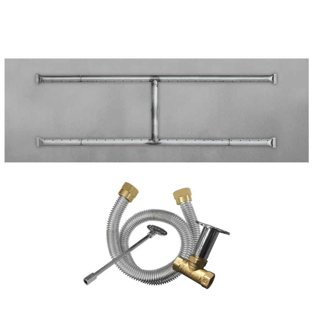 Firegear Sanctuary 1 33" Linear Stainless Steel Natural Gas Burner System With Flat Pan and Match Throw Ignition System
