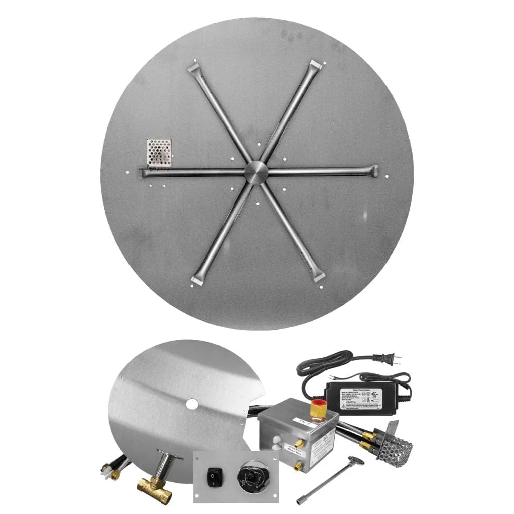 Firegear Sanctuary 3 26" Round Stainless Steel Natural Gas Burner System With Flat Pan and All Weather Electronic Ignition System