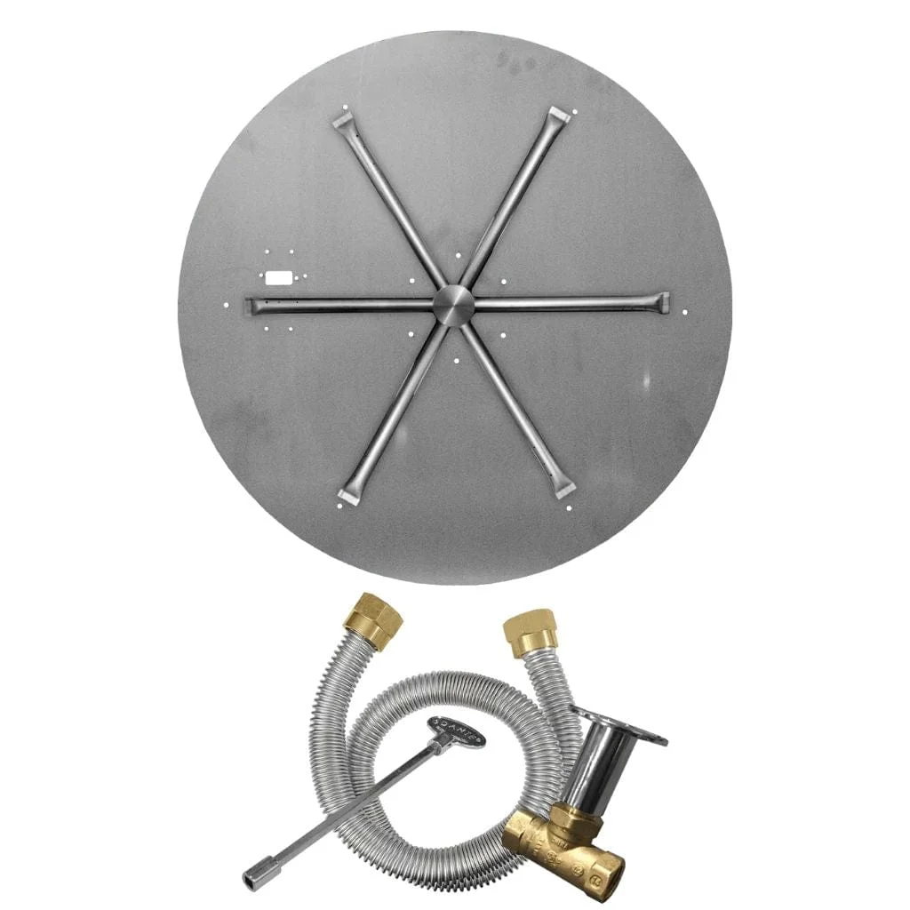 Firegear Sanctuary 3 26" Round Stainless Steel Natural Gas Burner System With Flat Pan and Match Throw Ignition System