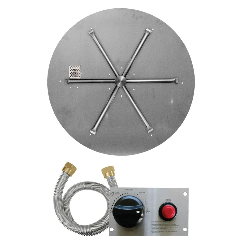 Firegear Sanctuary 3 26" Round Stainless Steel Propane Gas Burner System With Flat Pan and Thermocouple Piloted Safety Ignition System