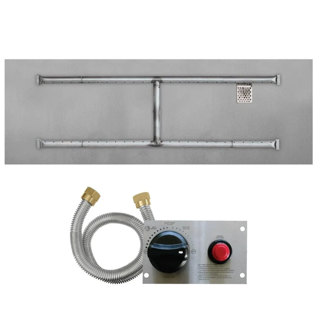 Firegear Sanctuary 76 51" Linear Stainless Steel Propane Gas H Burner System With Flat Pan and Thermocouple Piloted Safety Ignition System