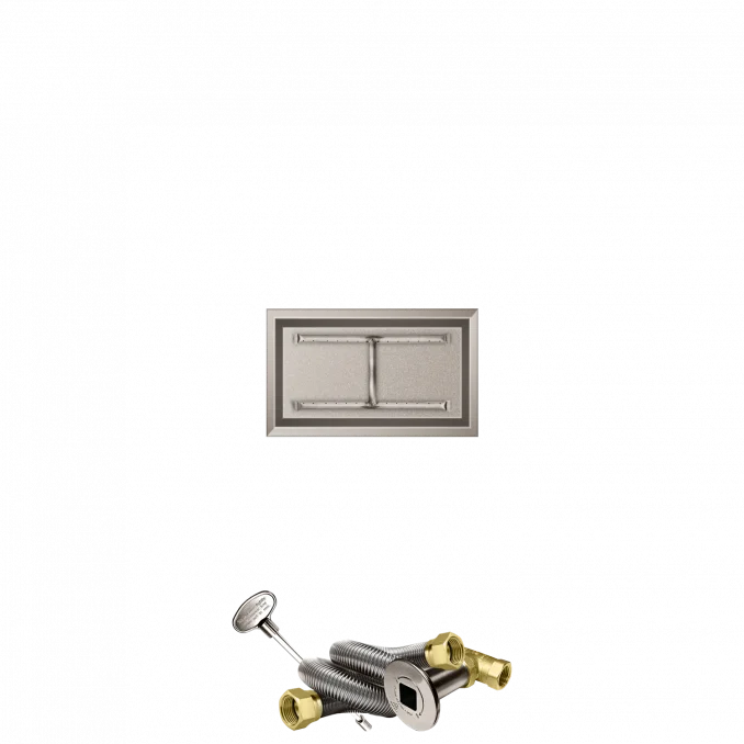 Firegear Stainless Steel Series 24" x 12" Linear Drop-In Pan Natural Gas Fire Pit H Burner System With Match Throw Ignition System
