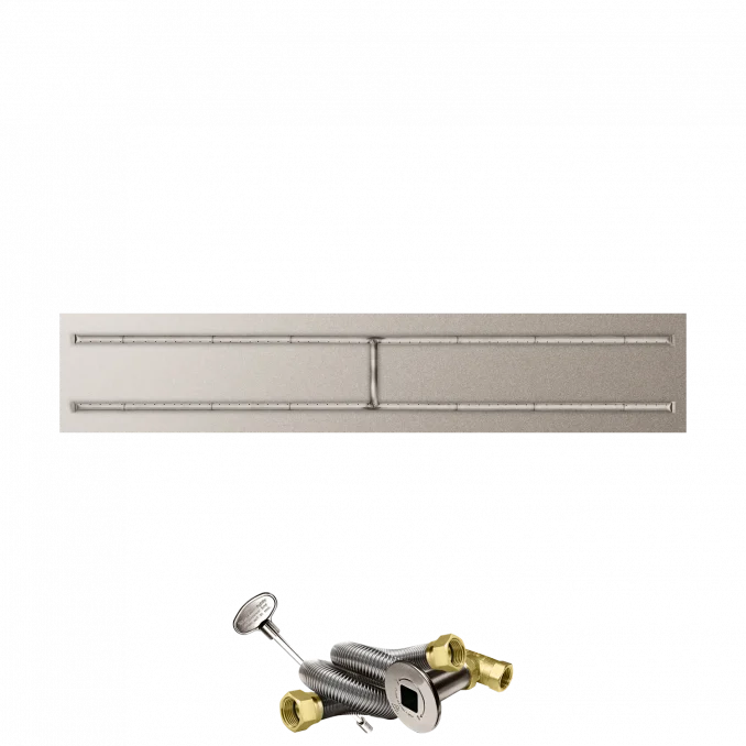 Firegear Stainless Steel Series 84" x 16" Linear Flat Pan Natural Gas Fire Pit H Burner System With Match Throw Ignition System