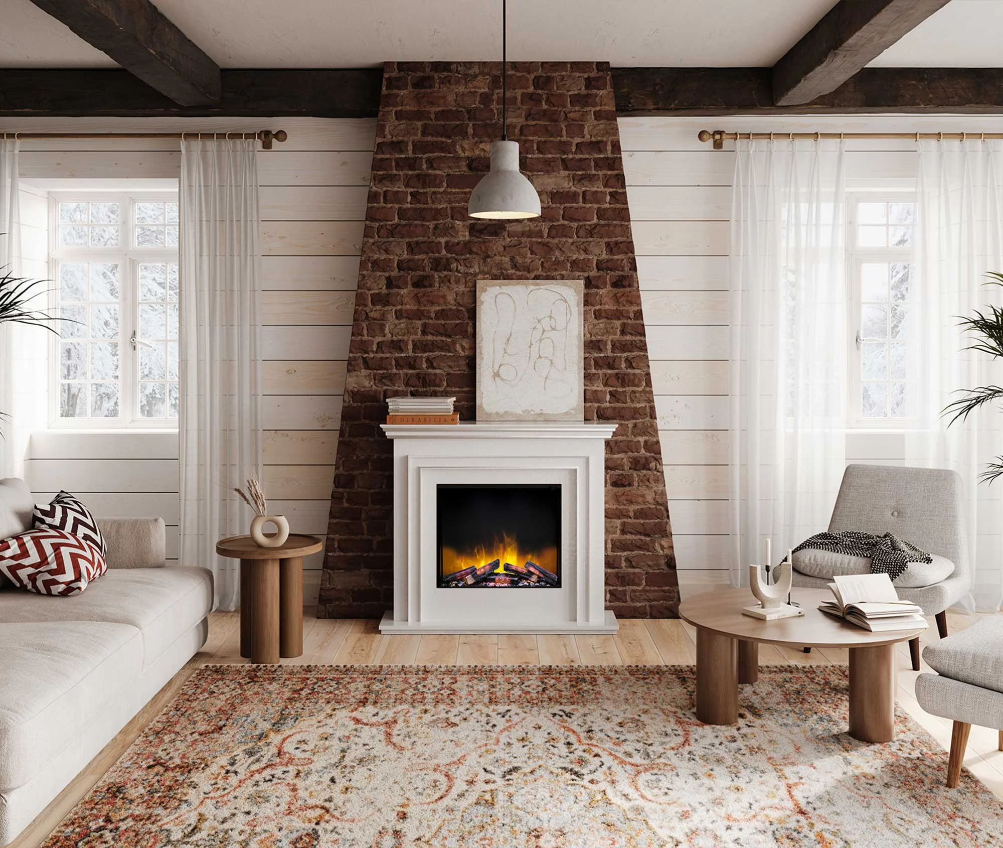 Flamerite Fires Capella Suite 45" White Mantel With Slim Line 600 E-FX Electric Fireplace