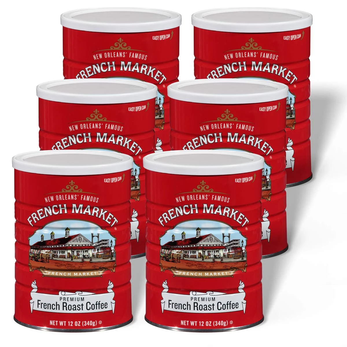 French Market French Roast Medium-Dark Roast Ground Coffee, 12oz Can (Pack of 6)