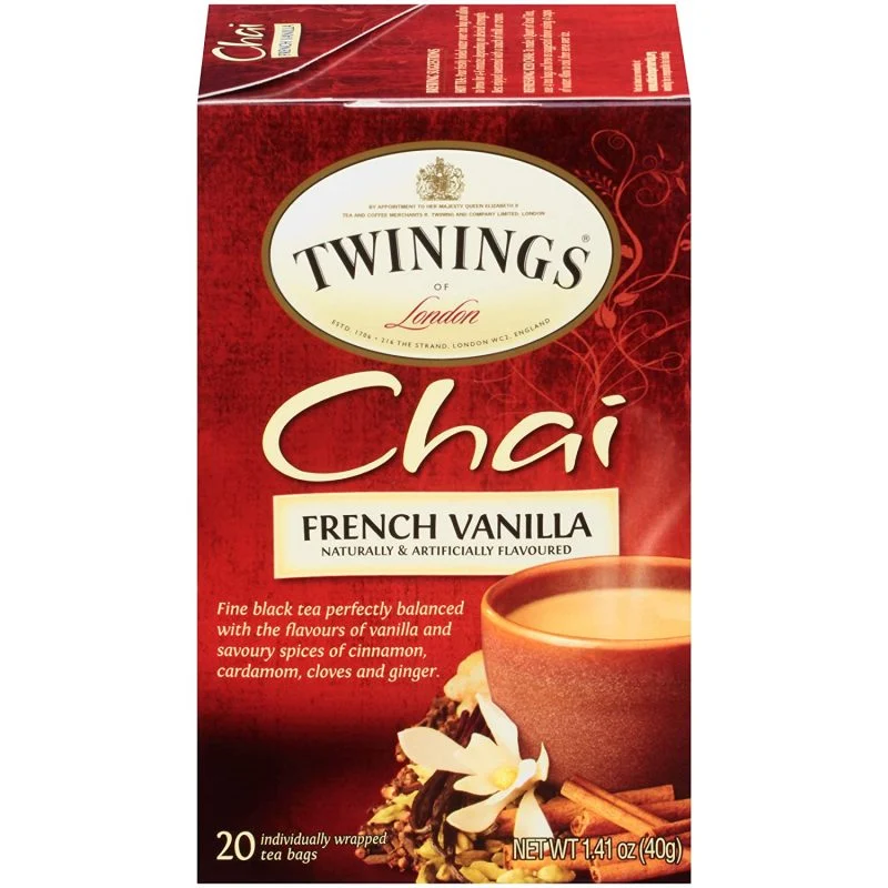 Twinings of London French Vanilla Black Chai Tea, 20 Count, Pack of 6