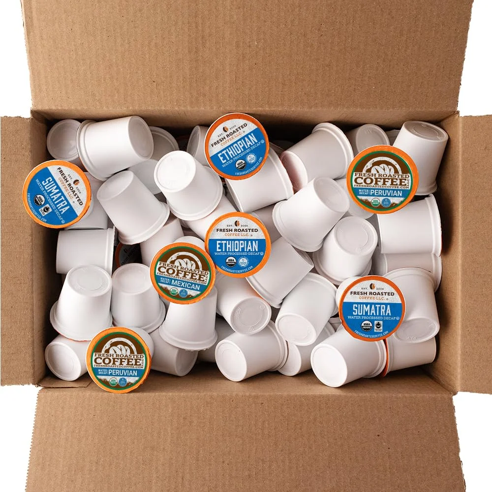Fresh Roasted Coffee, Water Process Decaf Variety Pack, K-Cup Compatible, 96 Pods