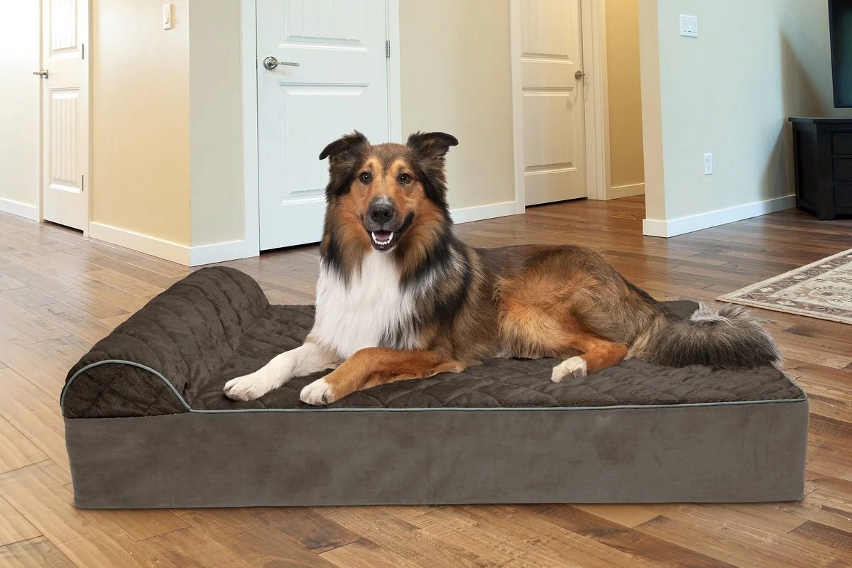 FurHaven Quilted Goliath Chaise Bolster Dog Bed w/Removable Cover – Espresso, 2XL