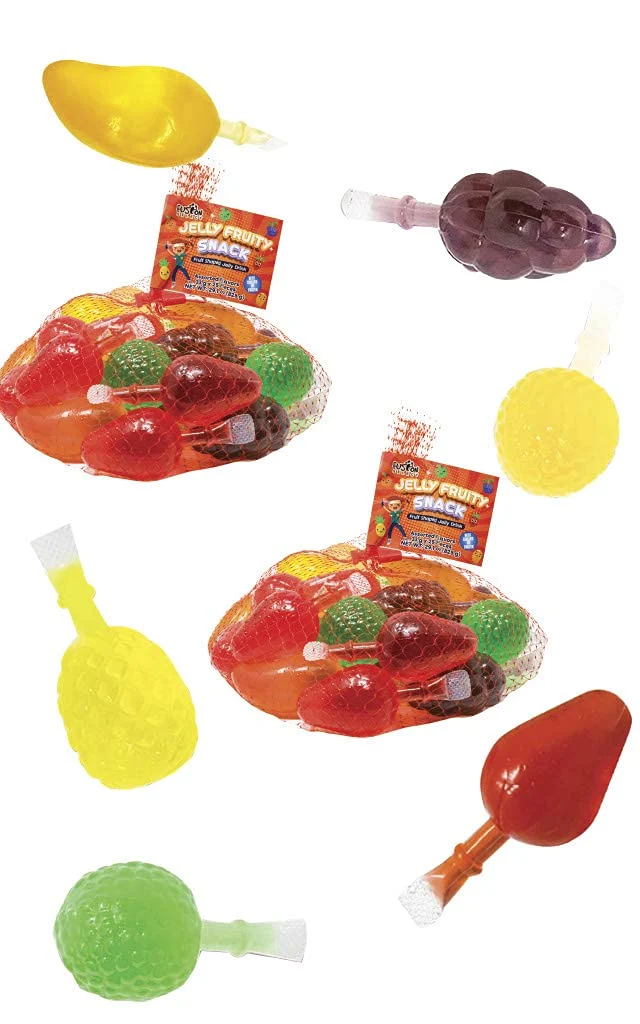 Fusion Select Jelly Fruit Snack Tik Tok Challenge Hit or Miss – Fruit-Shaped Jelly- Assorted Flavors, Strawberry, Orange, Apple, Pineapple, Grape, Mango (2 Mesh Bag)