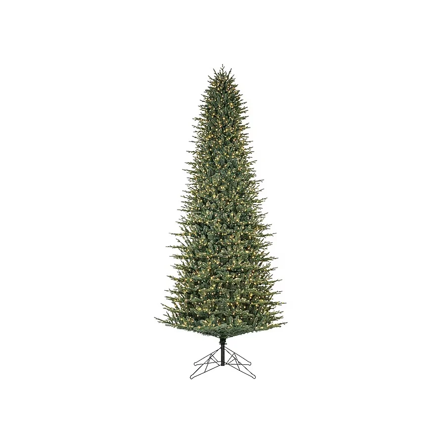 GE 12-ft Montana fir Pre-lit Artificial Christmas Tree with White LED Lights