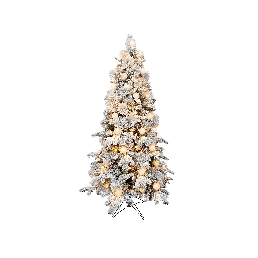 GE 5-ft Flocked Candlewood Pine Pre-lit Artificial Christmas Tree with Color Changing LED Lights