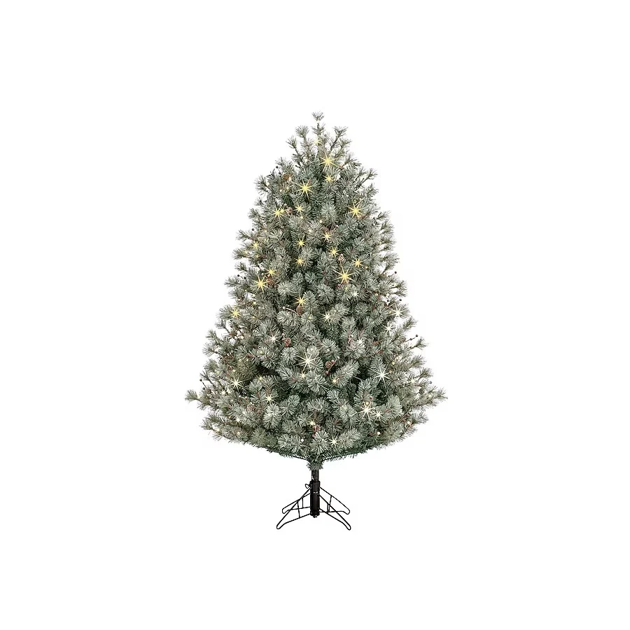 GE 5-ft Flocked Carolina Pine Pre-lit Artificial Christmas Tree with Color Changing LED Lights