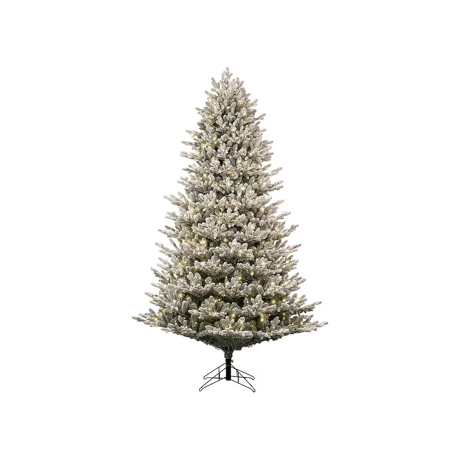 GE 7.5-ft Flocked Montana Fir Pre-lit Artificial Christmas Tree with White LED Lights
