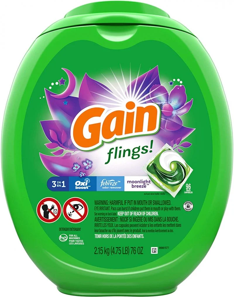 Gain flings! Laundry Detergent Soap Pacs, High Efficiency, 96 Count