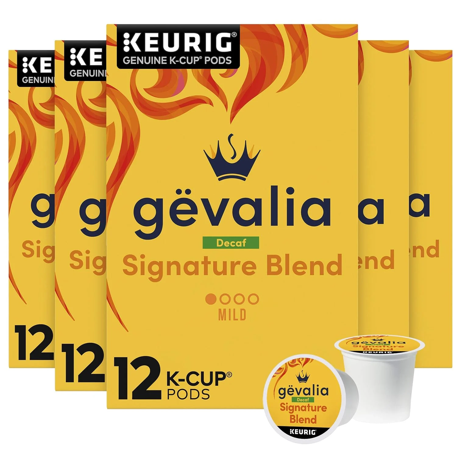Gevalia Signature Blend Decaf Mild Light Roast K-Cup® Coffee Pods (72 Pods, 6 Boxes of 12)